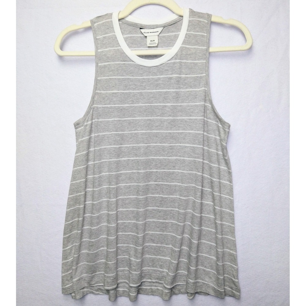 Club Monaco A-line Grey White Striped Quality Tank Top Casual Sporty Dressy XS